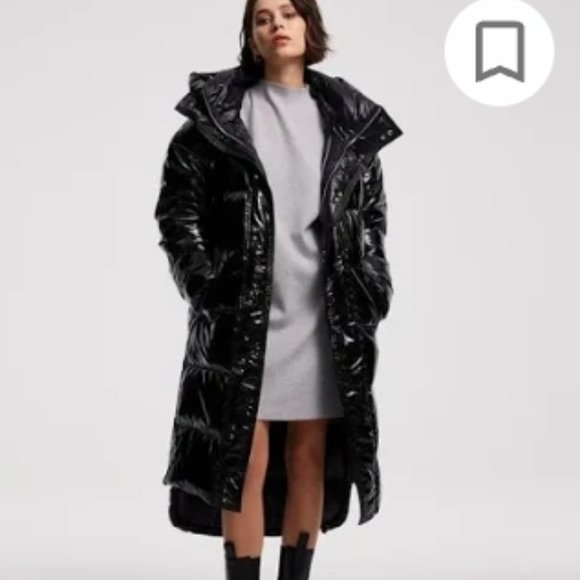 Lattelier Jackets & Blazers - Maxi Shiny Puffer Jacket black size medium.